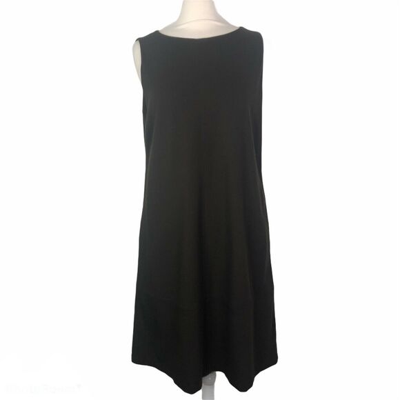 Eileen Fisher Brown Sleeveless Casual Shift Dress - Picture 2 of 6